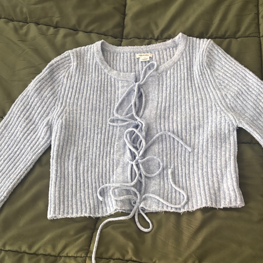 Kimchi Blue Light Gray Ribbed Cardigan